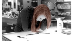 Woman redheads selective coloring