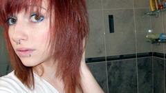 Woman redheads shower piercings