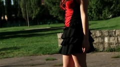 Woman redheads skirts corset