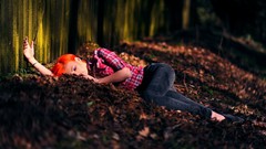 Woman redheads sleeping