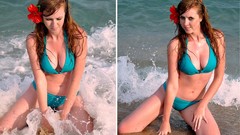 Woman redheads swimsuits Beaches