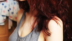 Woman redheads underwear boobs