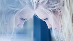 Woman reflections blondes mirrors window panes