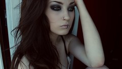 Woman reflections brunettes piercings