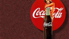 Woman retro bottles coca-cola