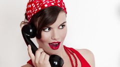 Woman retro faces brunettes models