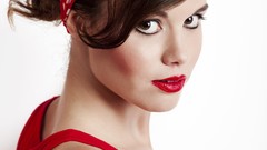 Woman retro faces brunettes models pinups