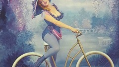 Woman retro hats Bicycles pinups