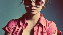 Woman retro sunglasses redheads