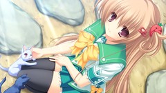 Woman Ribbons long hair anime girls brown eyes school uniforms 