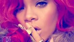 Woman rihanna pink hair