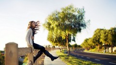 Woman roads boots brunettes