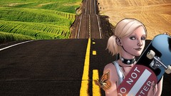 Woman roads skateboards