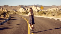 Woman roads sunlight