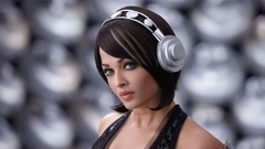 Woman robot headphones head Aishwarya Rai faces Actress 