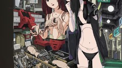 Woman Robots Anime sad anime girls redheads cyborgs panties