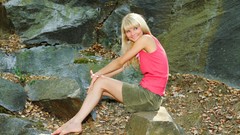 Woman rocks outdoors blondes Met-Art magazine Alicia A
