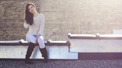 Woman Roof jeans brunettes amateurs