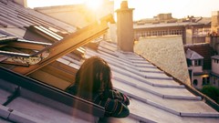 Woman Roof roofs sunlight