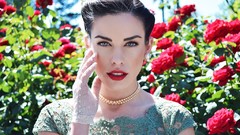 Woman roses brunettes pin-up