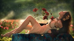 Woman roses Chinese models