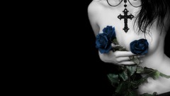 Woman roses crucifix