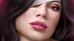 Woman roses faces drawings pink eyes