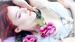 Woman roses faces redheads