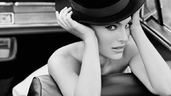 Woman roses Natalie Portman monochrome