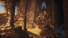 Woman ruins monk white hair sitting diablo iii artwork blizzard 