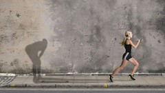 Woman running blondes