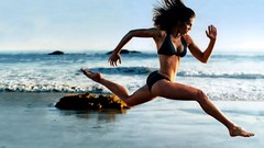 Woman running brunettes models hilary swank bikini