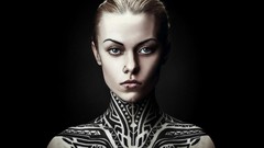 Woman Russian blondes tattoos green eyes Teya Salat