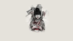 Woman samurai funny minimalistic artwork