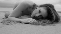 Woman sand monochrome nude