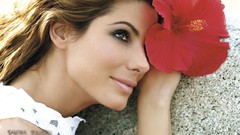 Woman Sandra Bullock hibiscus