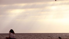 Woman santa lonely Beaches