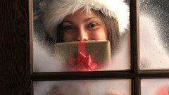 Woman santa models Christmas outfits