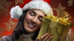 Woman santa models Christmas outfits