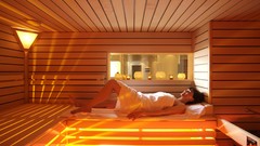 Woman Sauna brunettes towels spa