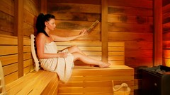 Woman Sauna widescreen brunettes towels
