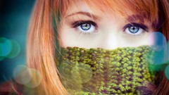 Woman scarfs blue eyes models redheads