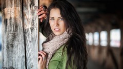 Woman scarfs brunettes supermodels Anja Zeidler