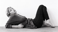 Woman Scarlett Johansson Actress short hair grayscale