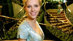 Woman Scarlett Johansson blondes smiling short hair stairways 