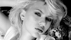 Woman Scarlett Johansson faces blondes grayscale