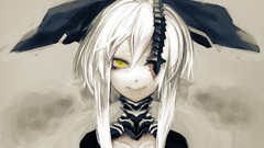 Woman scars white hair faces bows anime girls short hair yellow 