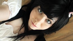 Woman scene green eyes black hair