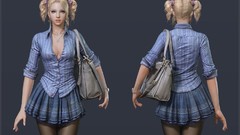 Woman school uniforms video games