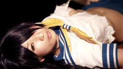 Woman schoolgirls asians long hair school uniforms bangs 